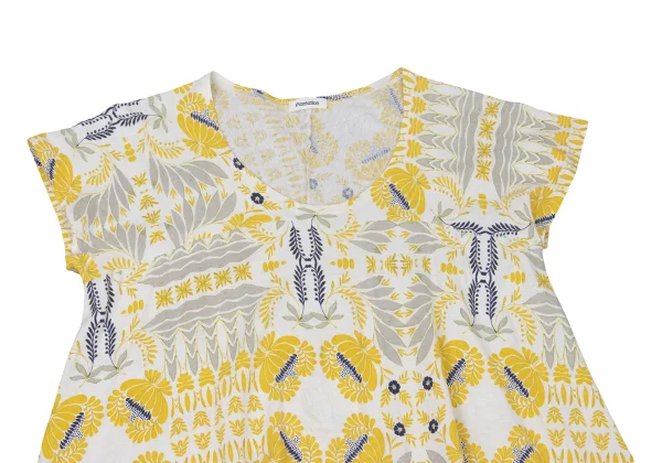 Plantation Floral Print Paneling Top K-174496_003