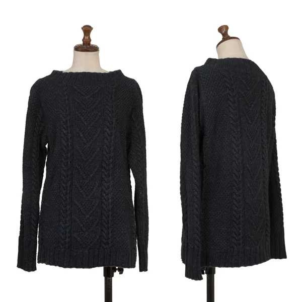45rpm& Indigo Dyed Cable Knit Sweater Navy 3 K-174498_001