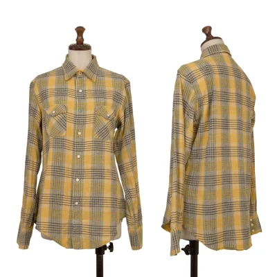 45rpm 45R Cut-off Snap Button Check Flannel Shirt