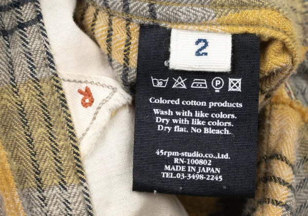 45rpm 45R Cut-off Snap Button Check Flannel Shirt K-174499_017