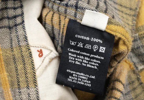 45rpm 45R Cut-off Snap Button Check Flannel Shirt K-174499_018