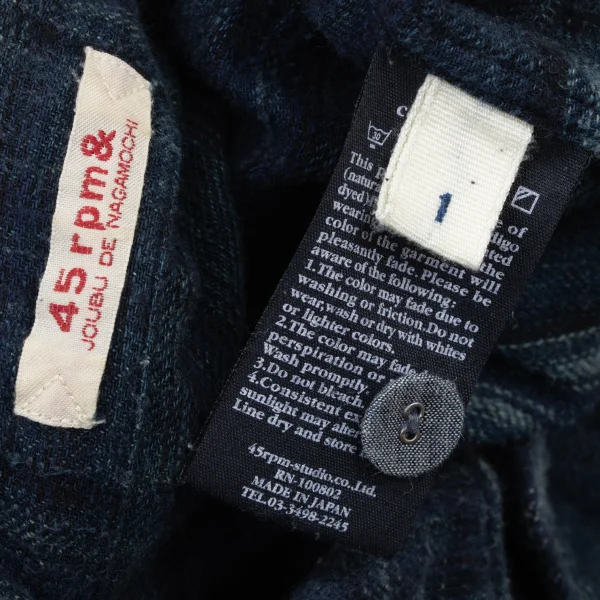 45rpm& Indigo Dyed Cotton Check Pullover Shirt K-174500_014