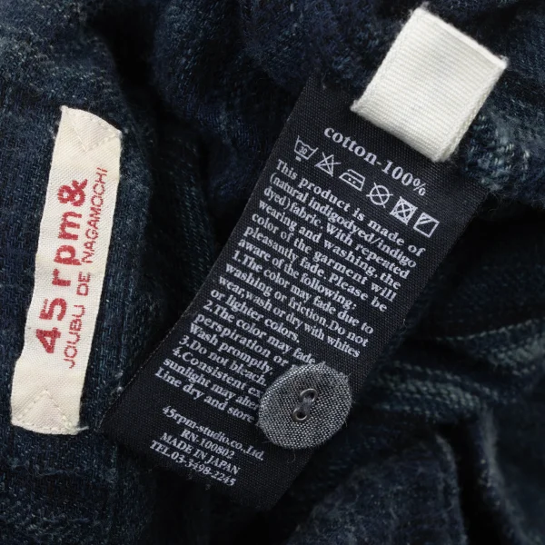 45rpm& Indigo Dyed Cotton Check Pullover Shirt K-174500_015