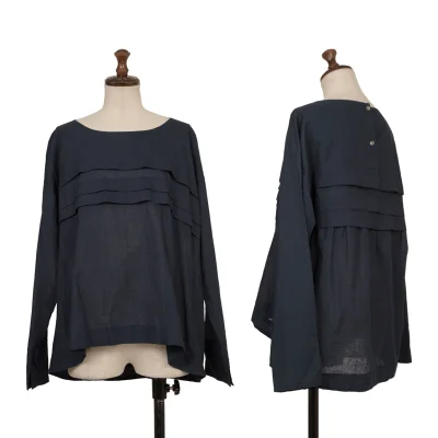 45rpm 45R Indigo Dyed Cotton Tuck Blouse