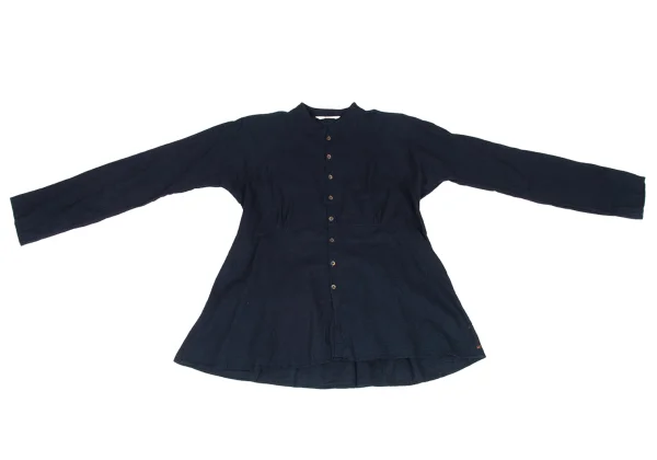 45rpm 45R Indigo Dyed Cotton Band Collar Blouse K-174502_002