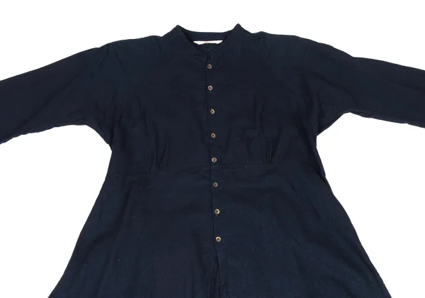 45rpm 45R Indigo Dyed Cotton Band Collar Blouse K-174502_003