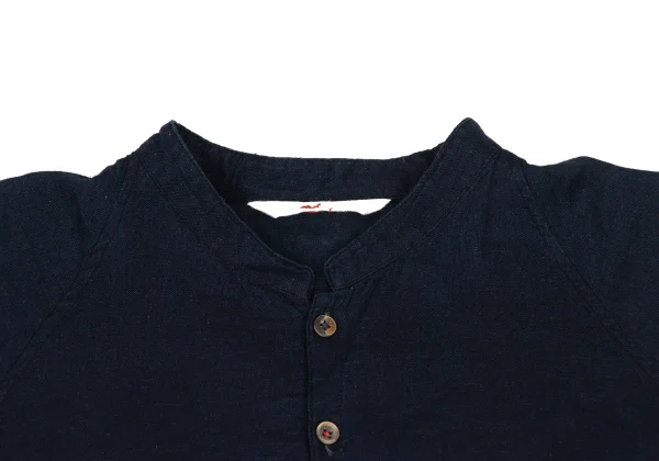 45rpm 45R Indigo Dyed Cotton Band Collar Blouse K-174502_004