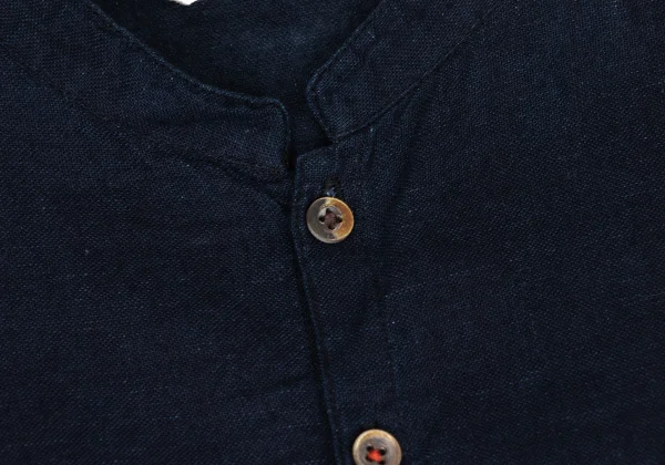 45rpm 45R Indigo Dyed Cotton Band Collar Blouse K-174502_005