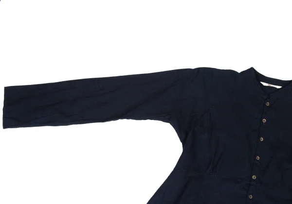 45rpm 45R Indigo Dyed Cotton Band Collar Blouse K-174502_006
