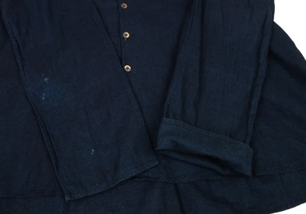 45rpm 45R Indigo Dyed Cotton Band Collar Blouse K-174502_007