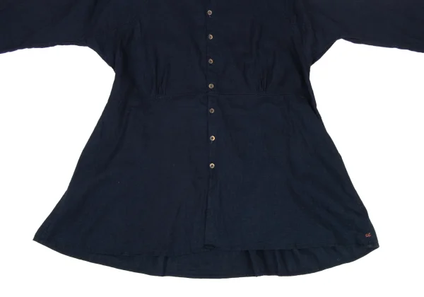 45rpm 45R Indigo Dyed Cotton Band Collar Blouse K-174502_008