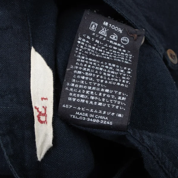 45rpm 45R Indigo Dyed Cotton Band Collar Blouse K-174502_017