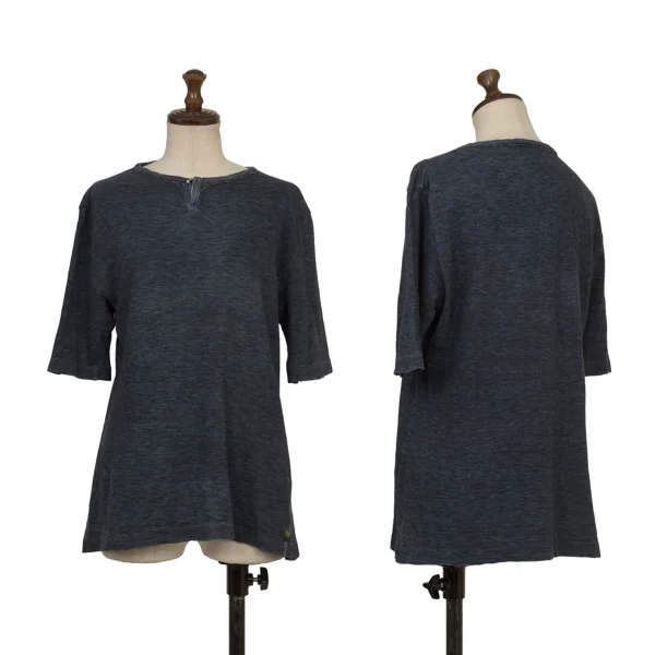 45rpm 45R Indigo Dyed Bead Button T-Shirt  Indigo 2 K-174504_001