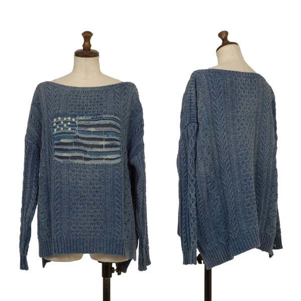 POLO RALPH LAUREN Stars and Stripes Jacquard Cable-Knit Sweater  Indigo M K-174507_001