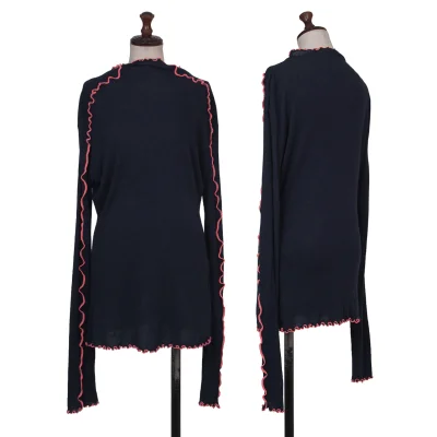 MAX&Co Piping Mock Neck Rib Knit Top