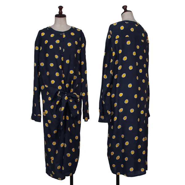 MAX&Co Hand-Paint Dot Print Dress Navy,Yellow 48 K-174512_001