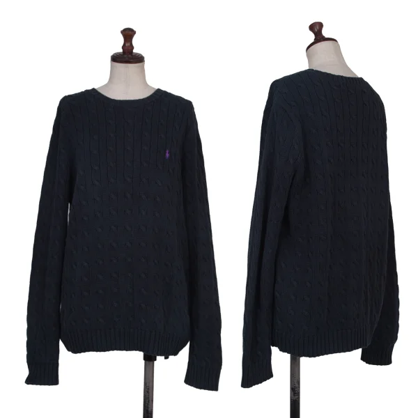 Ralph Lauren Pony Embroidery Cotton Cable Knit Sweater Navy L K-174514_001