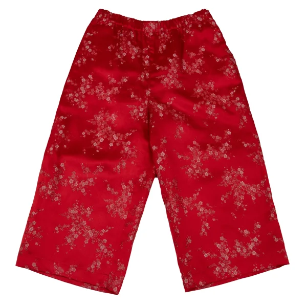 COMME des GARCONS Poly Acetate Metallic Thread Floral Embroidery Pants Red S K-174517_001