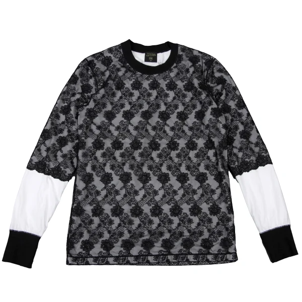 Jean Paul GAULTIER HOMME Floral Lace Switching Top Black M K-174518_001