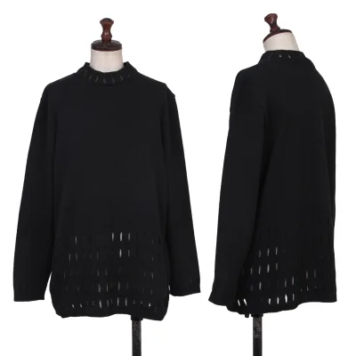 JUNIOR GAULTIER Cotton Acrylic Slit High-Neck Knit Top