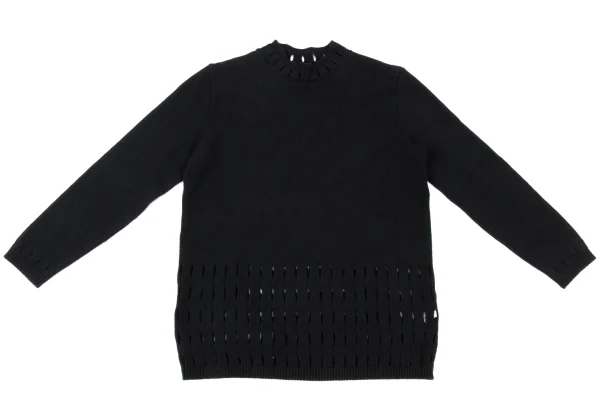 JUNIOR GAULTIER Cotton Acrylic Slit High-Neck Knit Top K-174523_002