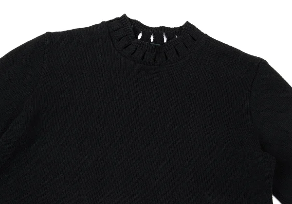 JUNIOR GAULTIER Cotton Acrylic Slit High-Neck Knit Top K-174523_003