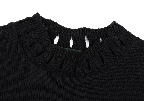 JUNIOR GAULTIER Cotton Acrylic Slit High-Neck Knit Top K-174523_004