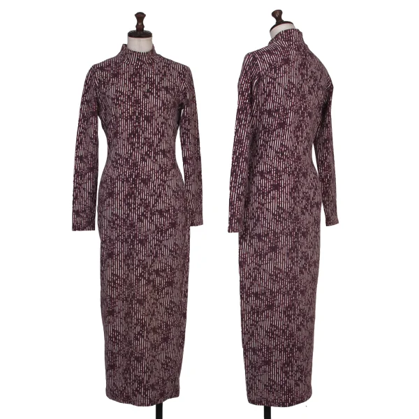 Jean Paul GAULTIER FEMME Graphic Stripe Printed Stretch Dress Purple,Beige 40 K-174532_001