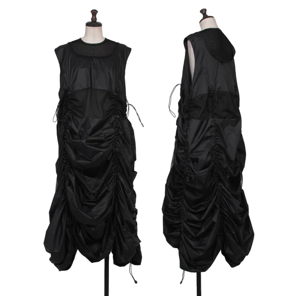 JUNYA WATANABE Mesh Switching Parachute Dress Black M K-174541_001