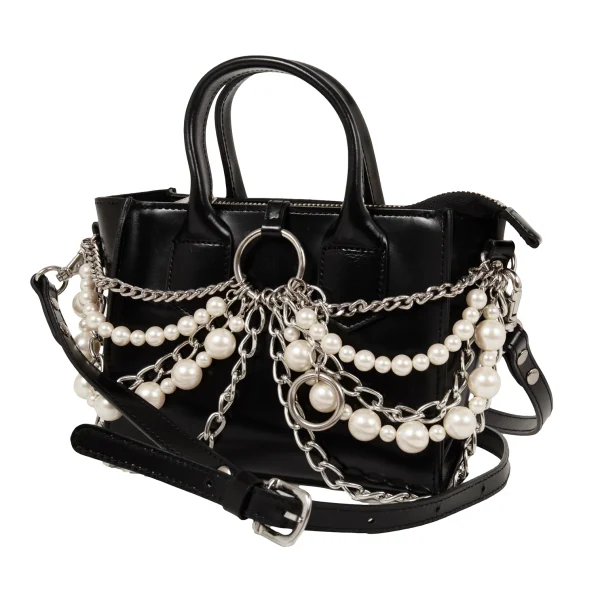 JUNYA WATANABE Perl Chain Design Leather 2WAY Bag Black  K-174544_001