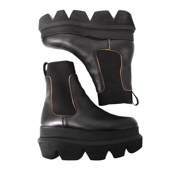 sacai Platform Side-Gore Leather Chelsea Boots K-174545_002