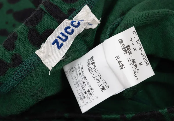 ズッカzucca ウールビジュー装飾ボタニカルプリントパンツ 緑黒M K-174547_013