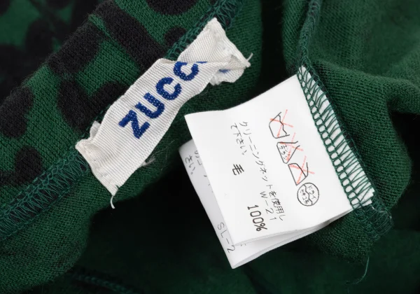 ズッカzucca ウールビジュー装飾ボタニカルプリントパンツ 緑黒M K-174547_014
