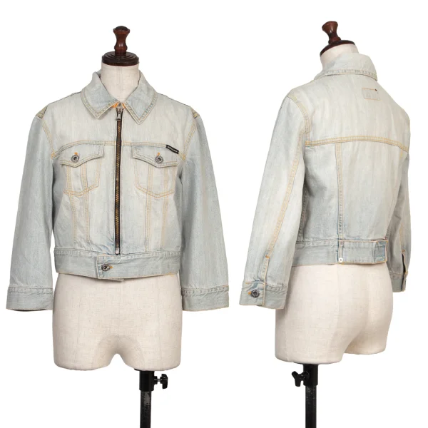 D&G Dust Finish Cropped Denim Jacket Sky blue XS K-174549_001