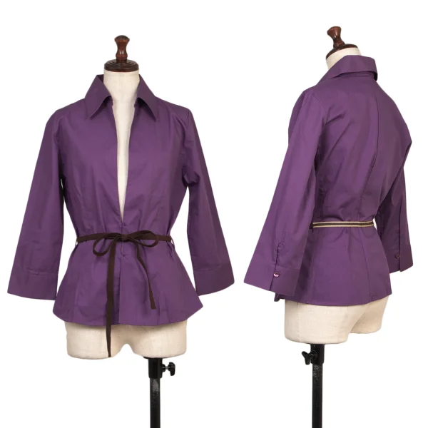 NARACAMICIE Cotton Belted Blouse Purple 1 K-174552_001
