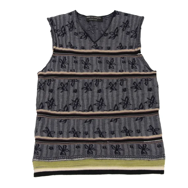 COMME des GARCONS HOMME PLUS Floral Line Jacquard Knit Vest Navy S-M K-174559_001