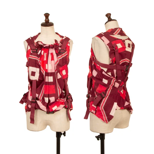 JUNYA WATANABE COMME des GARCONS Geometric Print Sleeveless Parachute Top Red S K-174567_001