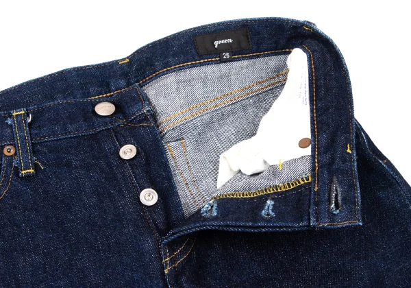 green Logo Button Cropped Jeans K-174569_004