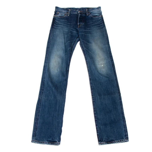 green Logo Button Washed Slim Fit Jeans  Indigo 26 K-174570_001