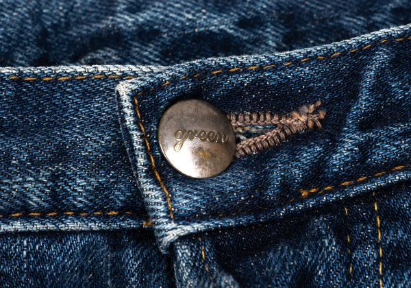 green Logo Button Washed Slim Fit Jeans K-174570_003