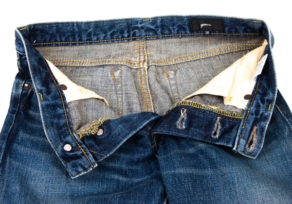 green Logo Button Washed Slim Fit Jeans K-174570_005