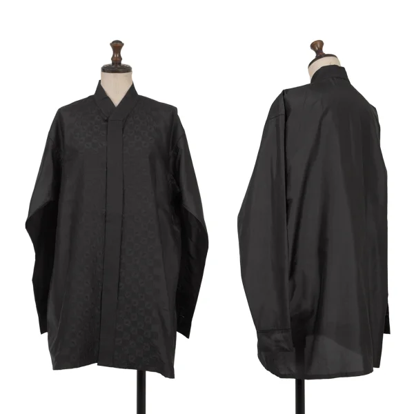 ASHA BY MDS Silk Front Check Embroidery Blouse  Black M K-174572_001