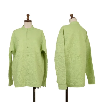 ASHA BY MDS Patch Pockets Sashiko Stitched Band Collar Shirt