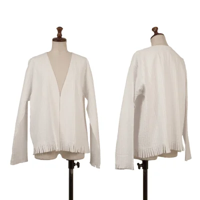ASHA BY MDS Cotton Taped Fringe Buttonless Jacket