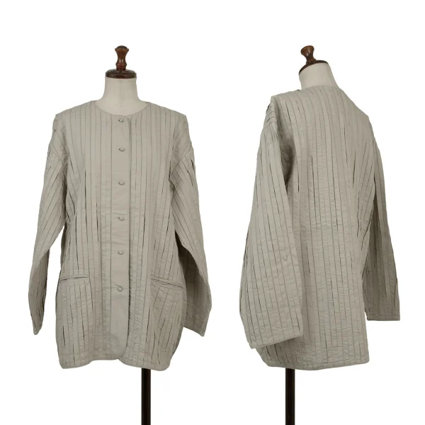 ASHA BY MDS Cotton Tape Switching Collarless Jacket  Grey M K-174580_001