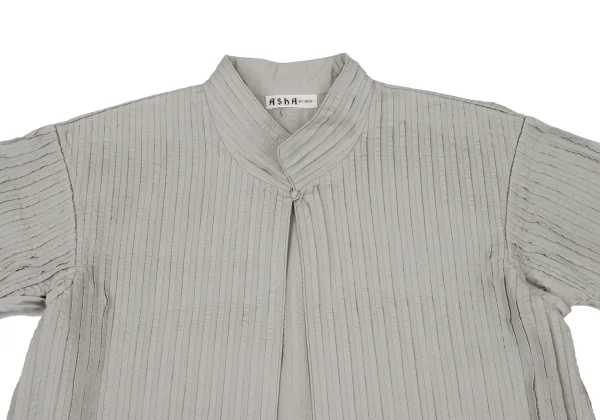 ASHA BY MDS Cotton Stitch Pleated 1Button Stand Collar Jacket K-174581_003