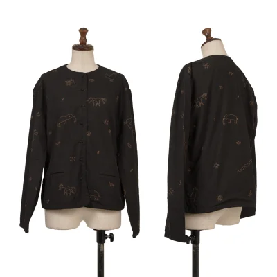 ASHA BY MDS animal Stitch Zigzag Trim Collarless Jacket