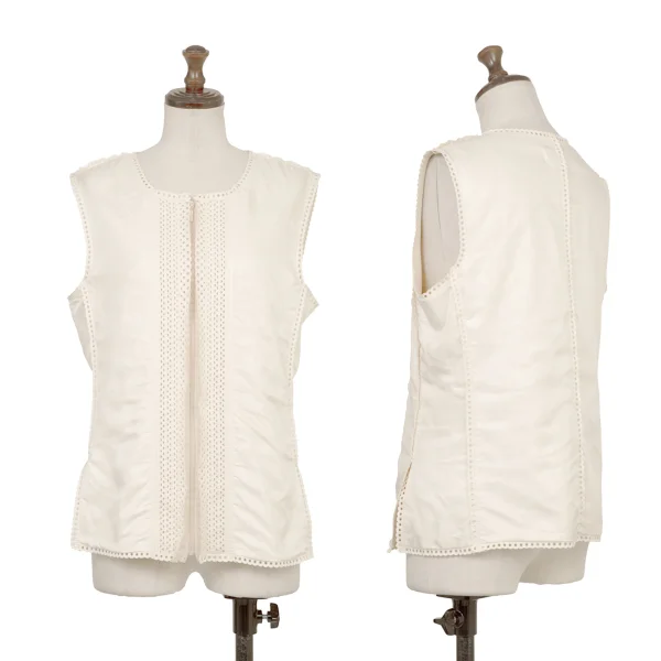 ISSEY MIYAKE Fleece Lining  Ultrasonic-Cut Vest Ivory 2 K-174603_001