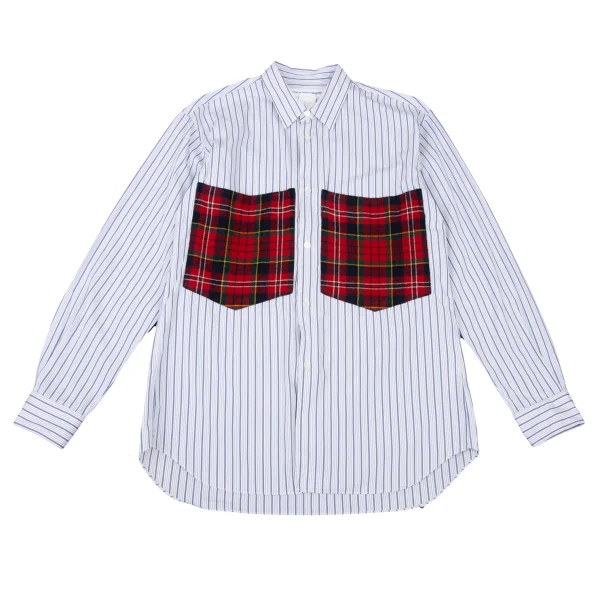 COMME des GARCONS SHIRT Tartan Check Pocket Striped Shirt Blue,White,Red M K-174606_001