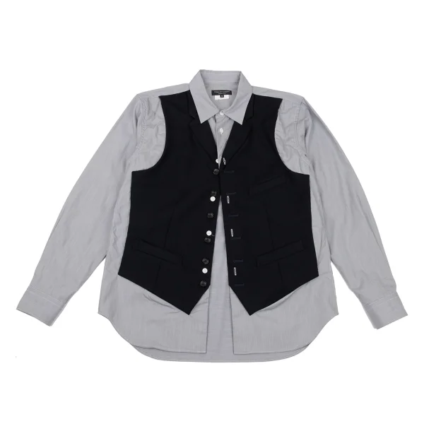 COMME des GARCONS HOMME PLUS Vest Docking Shirt Navy,Grey XS K-174607_001